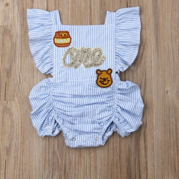 Winnie the Pooh Dress Winnie First Birthday Romper Pooh Outfit Clothes Jumpsuit - Picture 2 of 2
